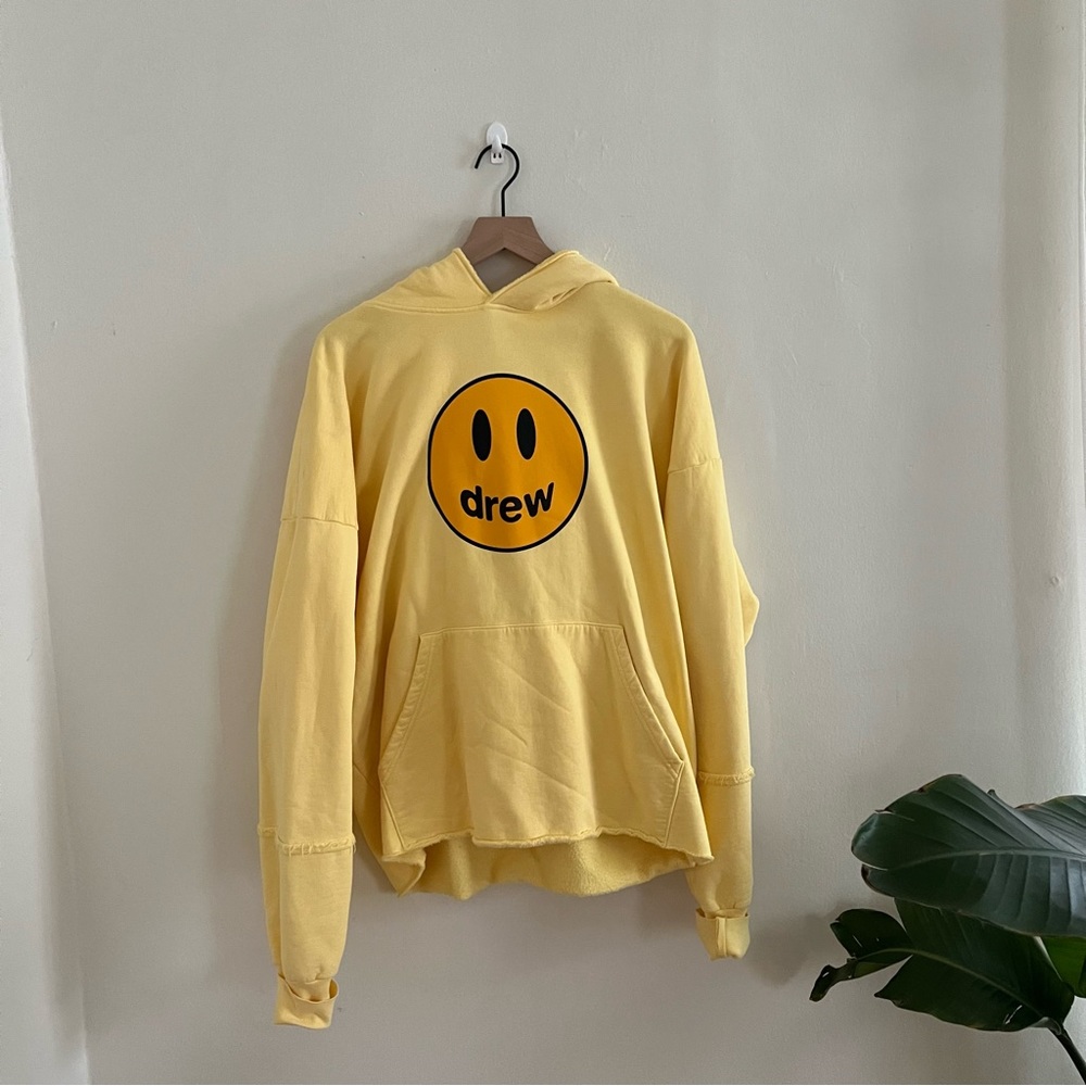Authentic DREW house hoodie - yellow deconstructed hoodie